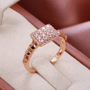 Classic Luxury Retro AAA Zircon Diamonds 14K Rolled Rose Gold Ring - Wedding Jewelry Accessories For Woman