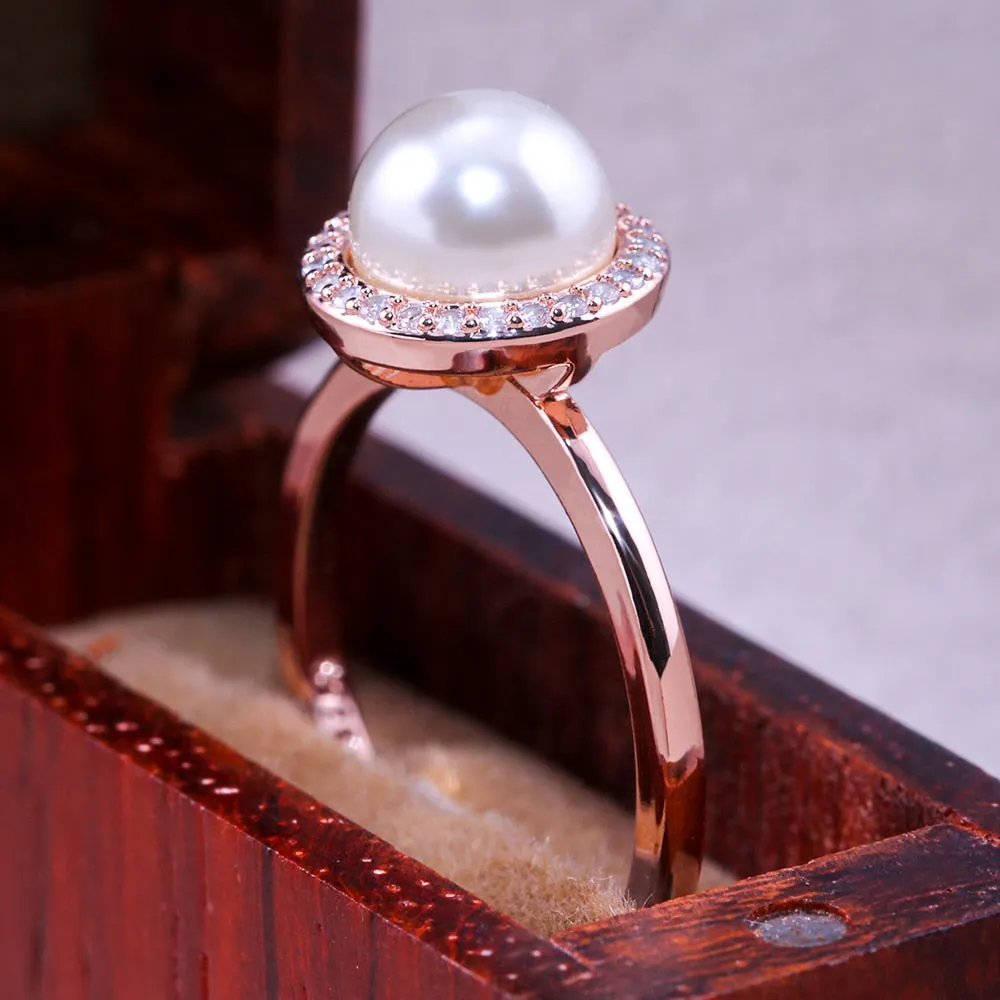 Classic Simulated Pearl Ring For Women