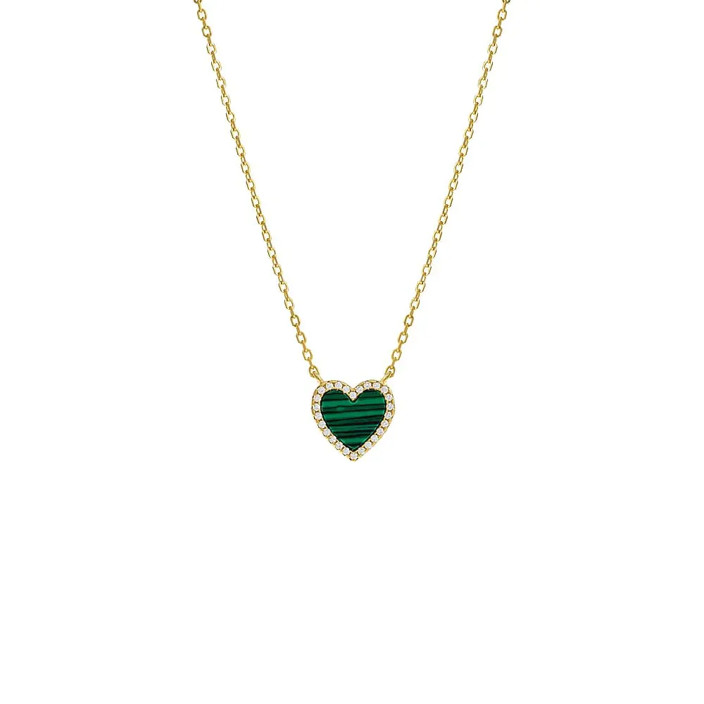 Colored Stone Pave Heart Necklace