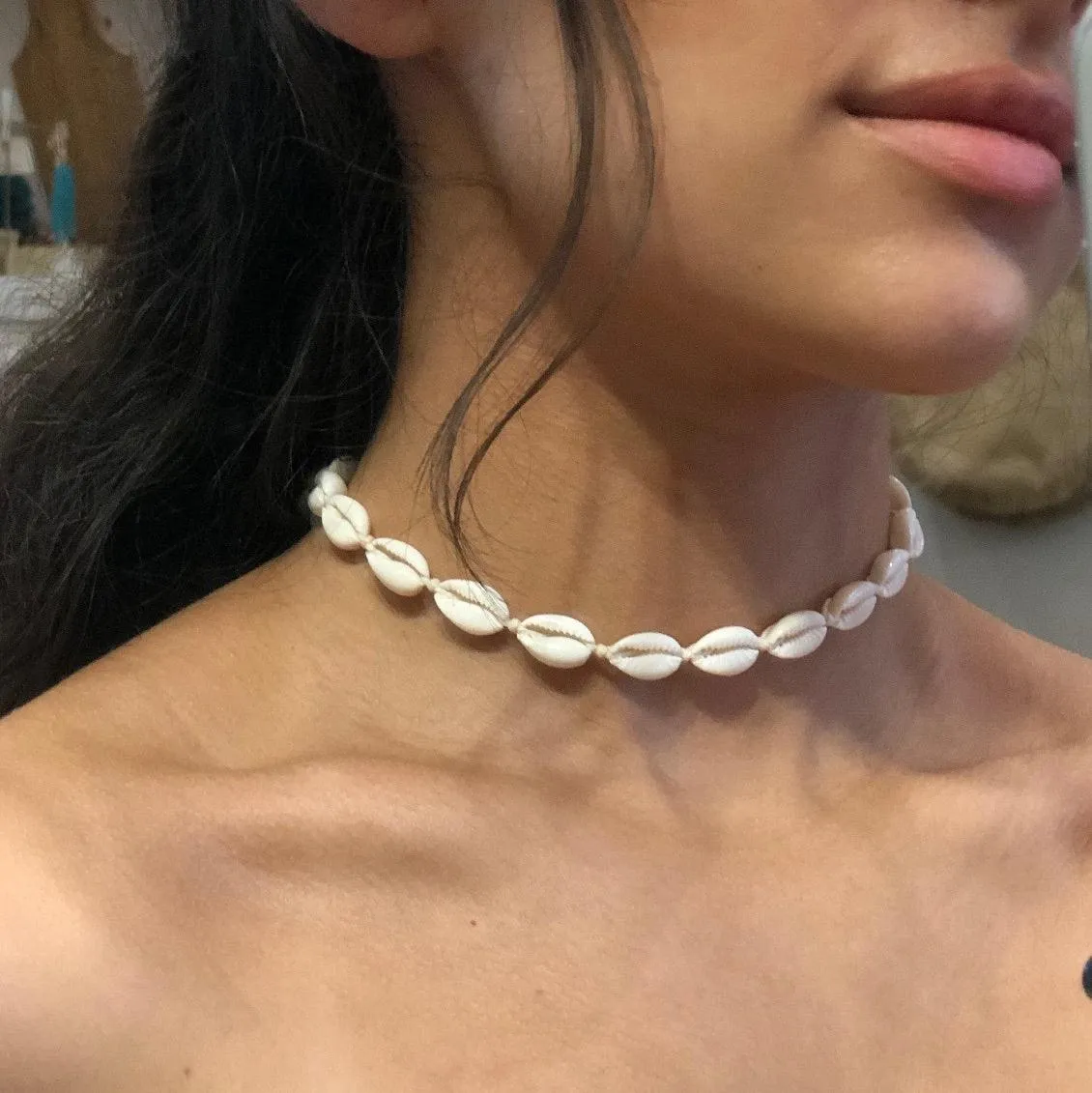 Cowry White Puka Shell Choker- FINAL SALE