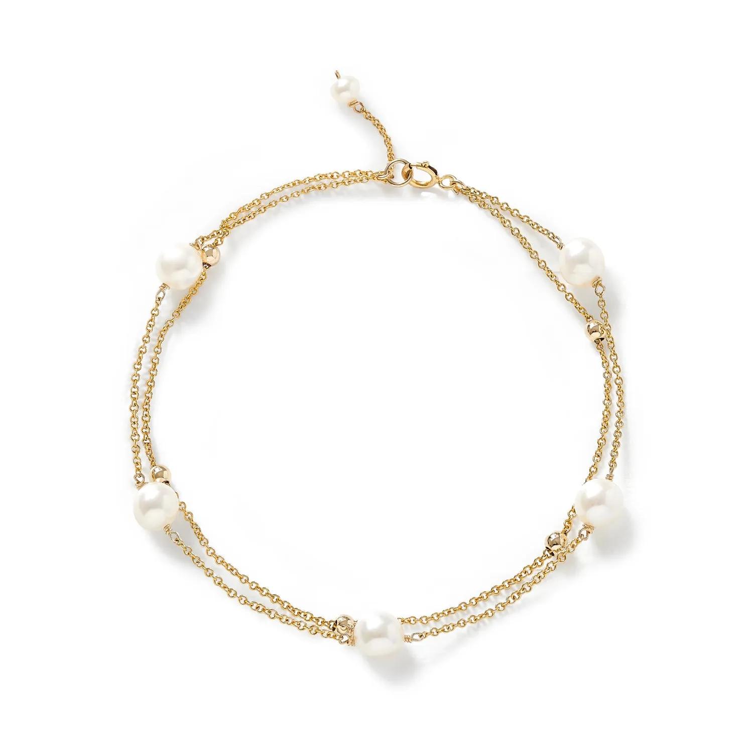 Credo fine double chain bracelet with cultured freshwater pearls
