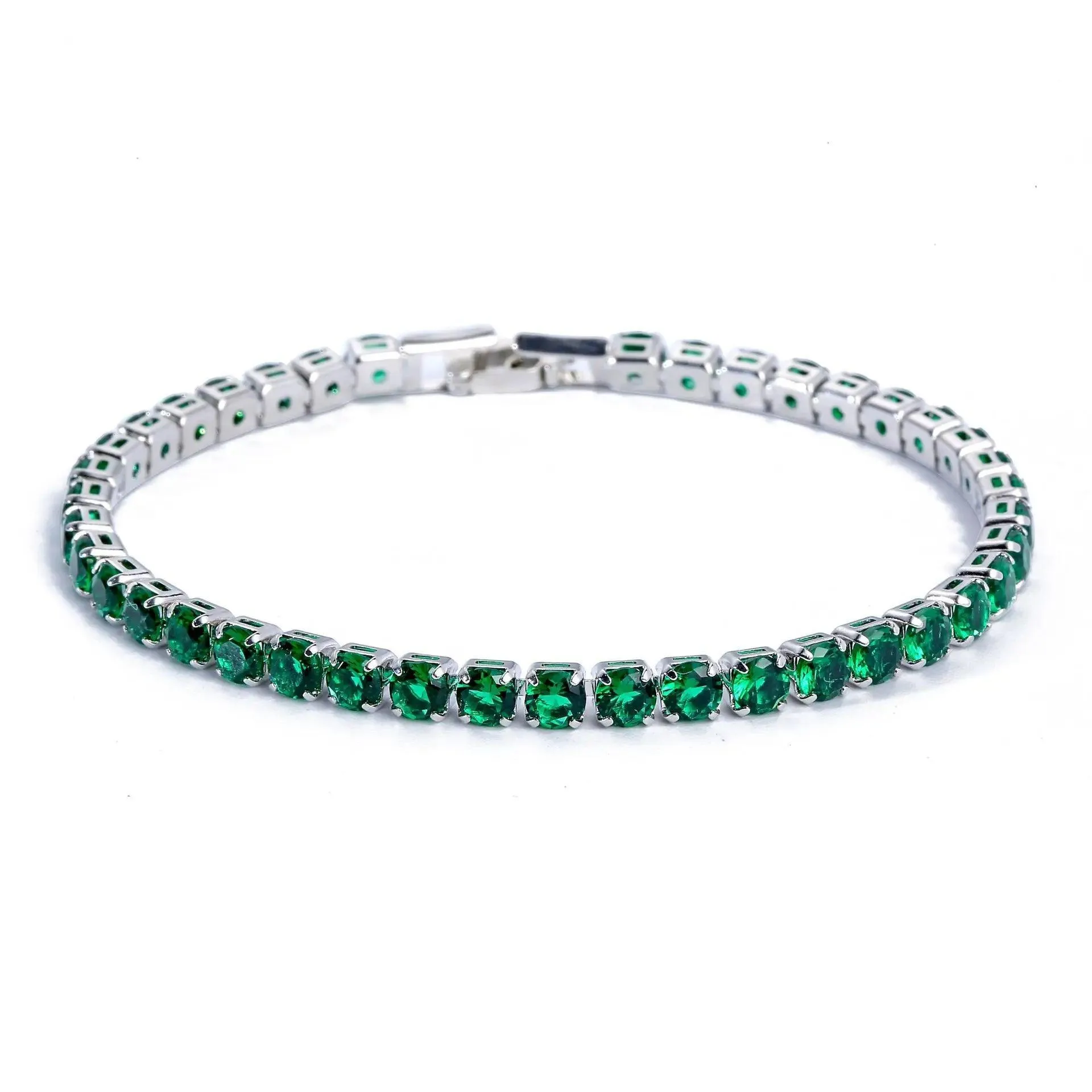 Crystal Tennis Bracelets, Cubic Zirconia & Copper, Elegant Geometric Design, 6.69in & 7.48in Sizes, Fold-Over Clasp, Unisex, Versatile Colors