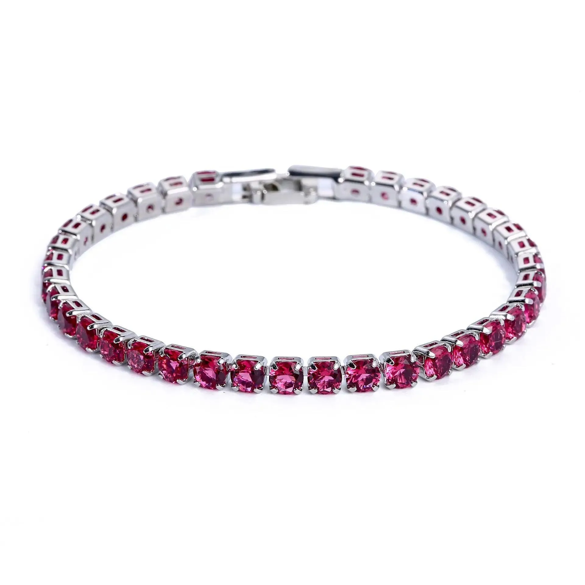 Crystal Tennis Bracelets, Cubic Zirconia & Copper, Elegant Geometric Design, 6.69in & 7.48in Sizes, Fold-Over Clasp, Unisex, Versatile Colors