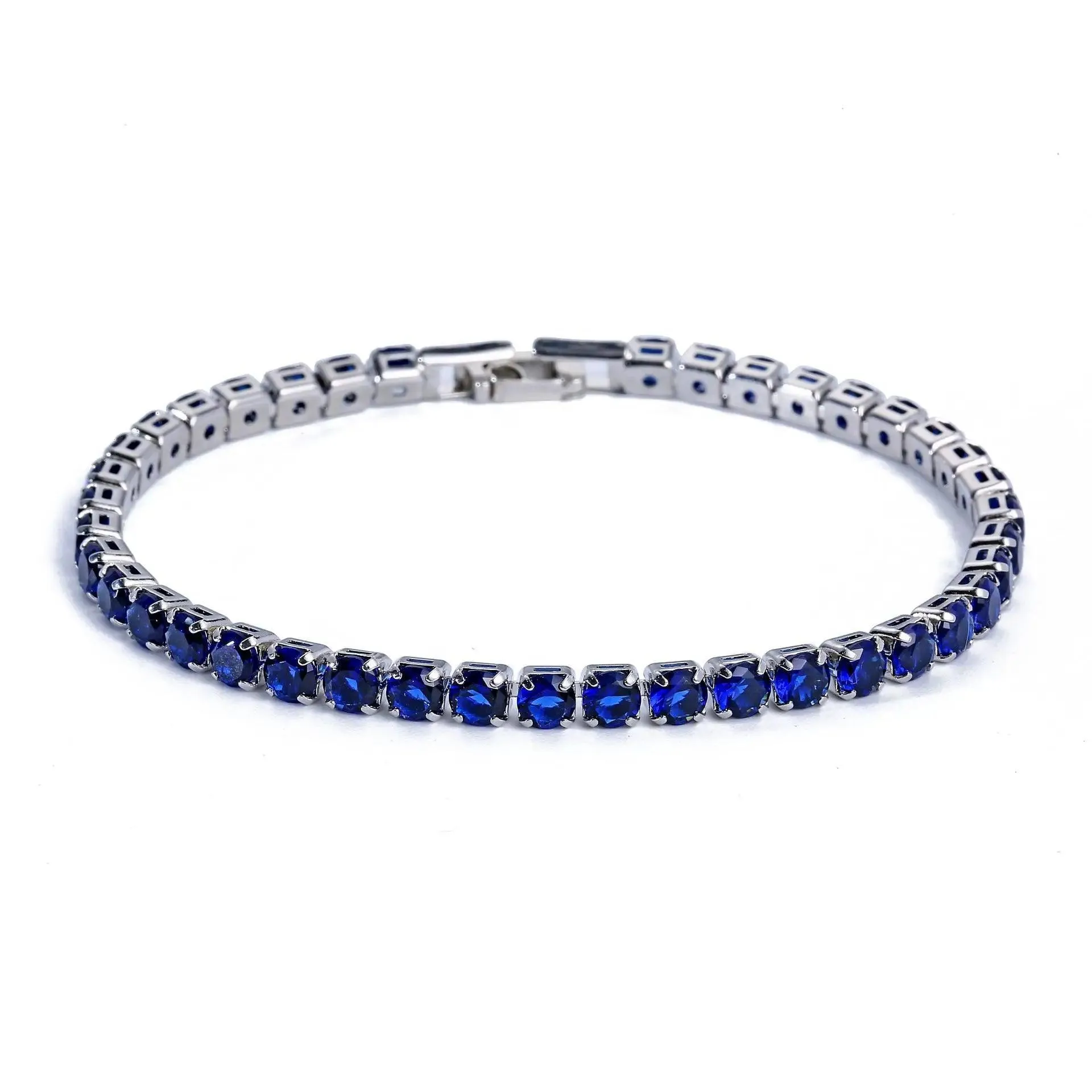 Crystal Tennis Bracelets, Cubic Zirconia & Copper, Elegant Geometric Design, 6.69in & 7.48in Sizes, Fold-Over Clasp, Unisex, Versatile Colors