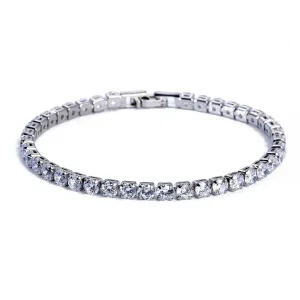 Crystal Tennis Bracelets, Cubic Zirconia & Copper, Elegant Geometric Design, 6.69in & 7.48in Sizes, Fold-Over Clasp, Unisex, Versatile Colors