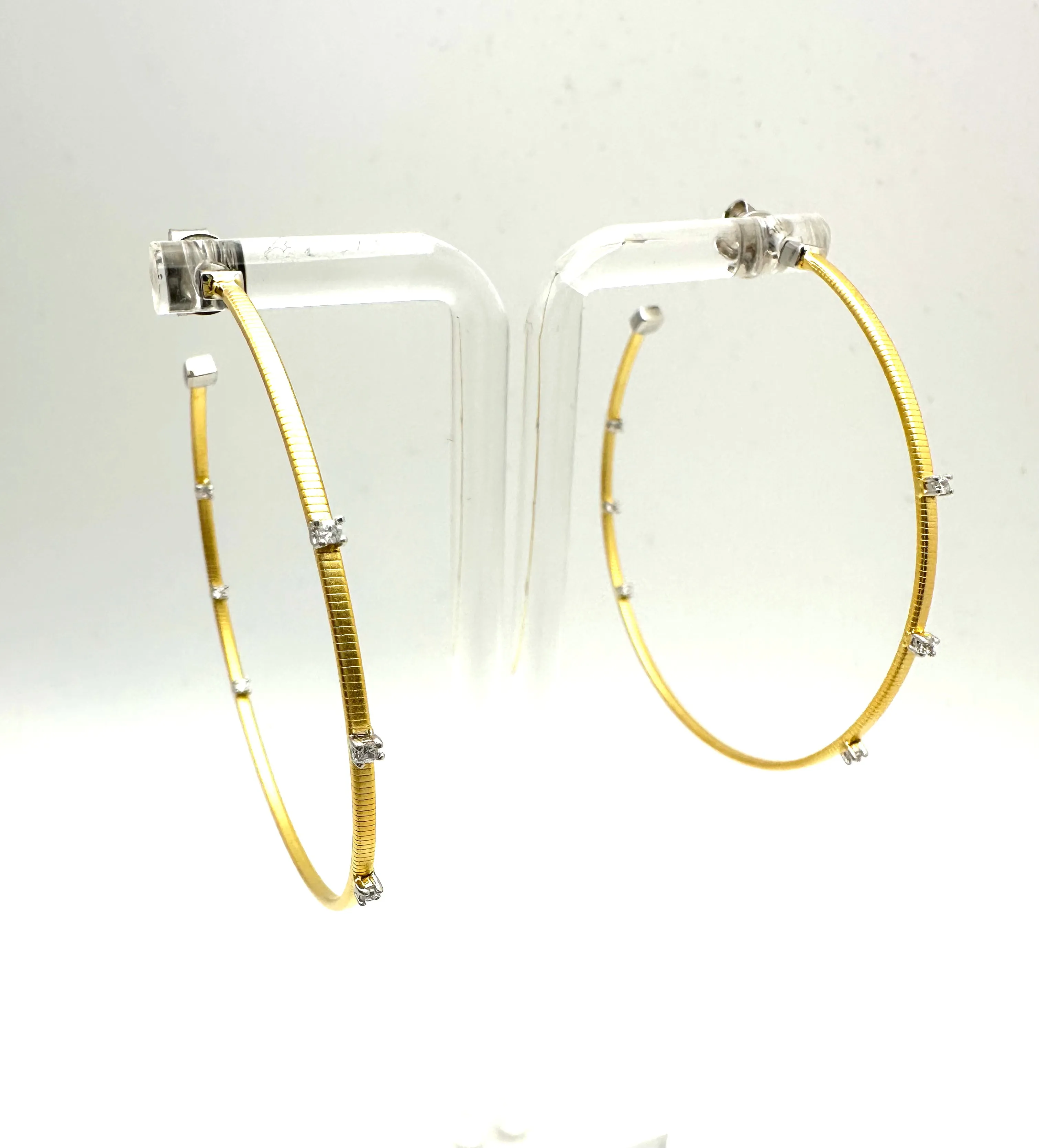 CZ Studded Matte Gold Hoops