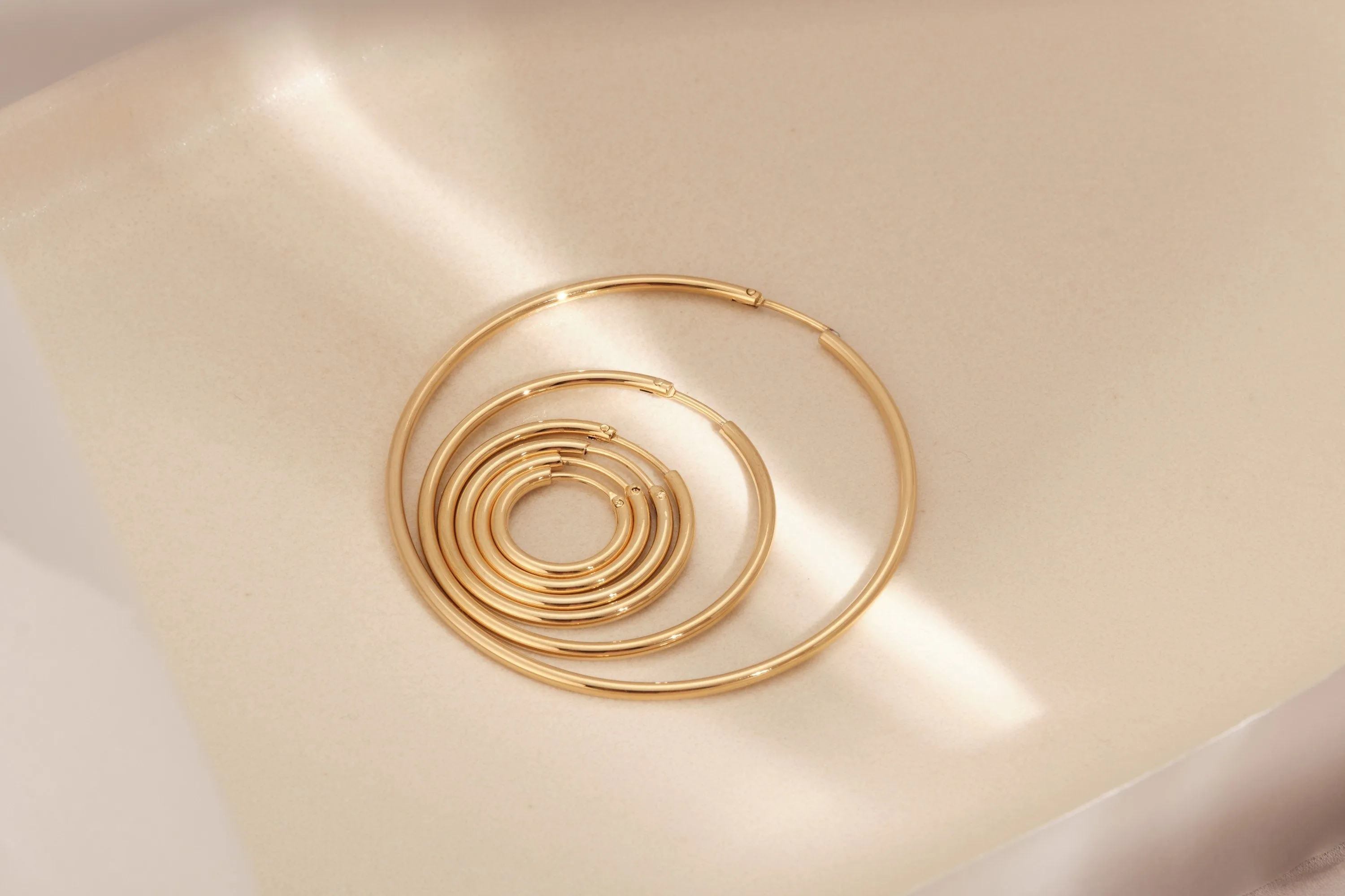 Dainty Gold Hoop Earrings 18K Gold PVD Minimalist Design Daily Jewelry Unique Gift for Mom and Friends Thin Hoops Bridesmaid Gift