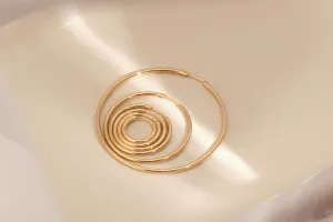 Dainty Gold Hoop Earrings 18K Gold PVD Minimalist Design Daily Jewelry Unique Gift for Mom and Friends Thin Hoops Bridesmaid Gift