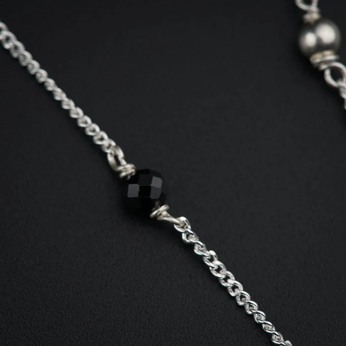 Dainty Silver Necklace With Semi Precious stones and Silver Beads