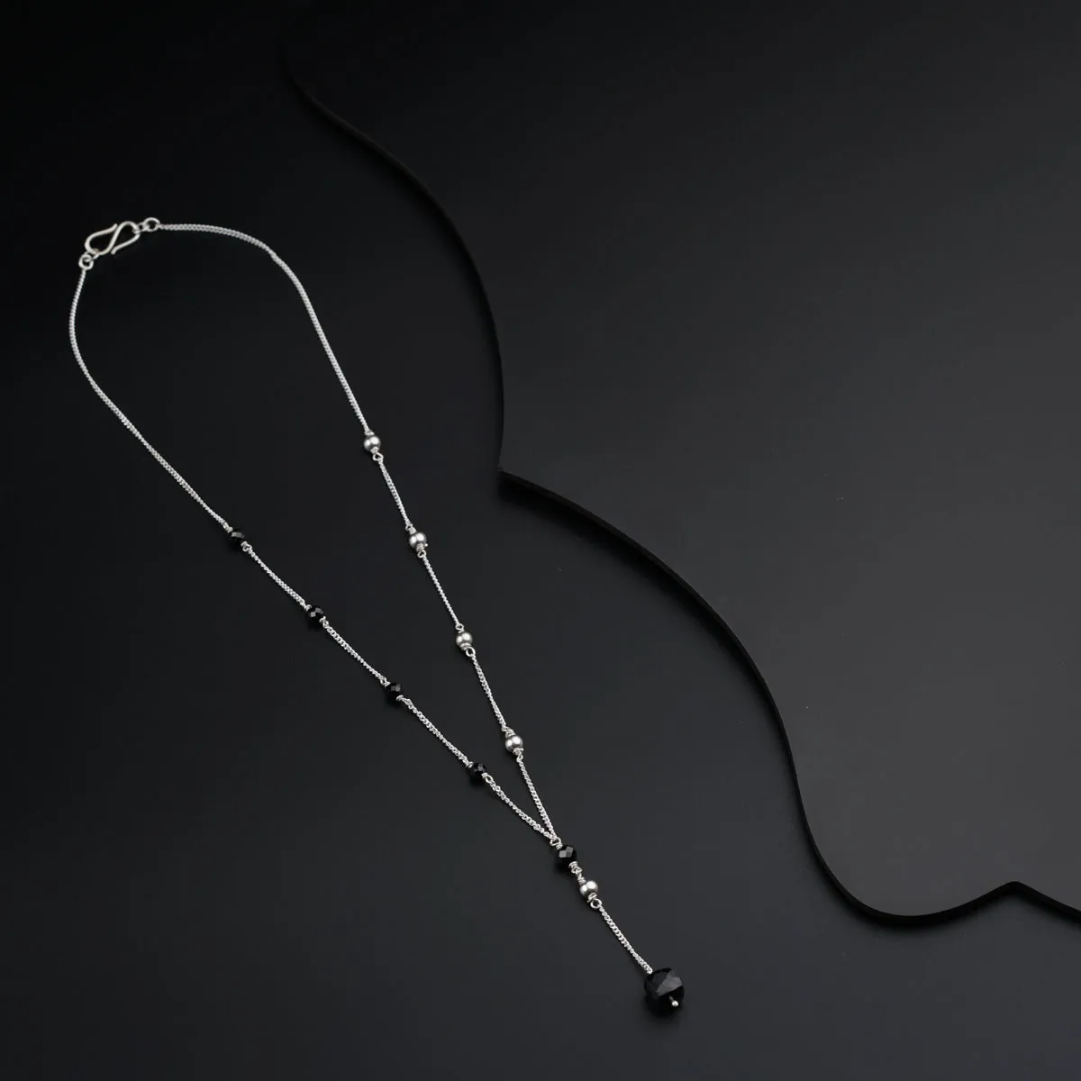 Dainty Silver Necklace With Semi Precious stones and Silver Beads