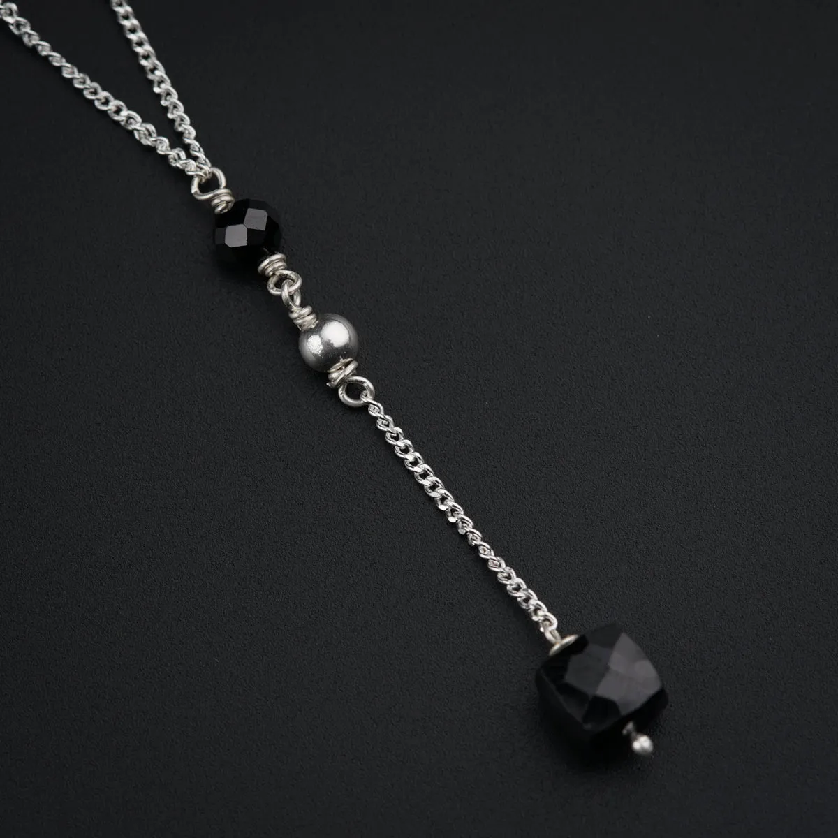 Dainty Silver Necklace With Semi Precious stones and Silver Beads