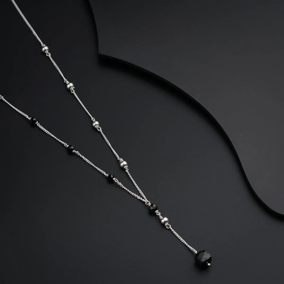 Dainty Silver Necklace With Semi Precious stones and Silver Beads