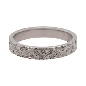 Deco Engraved Wedding Band