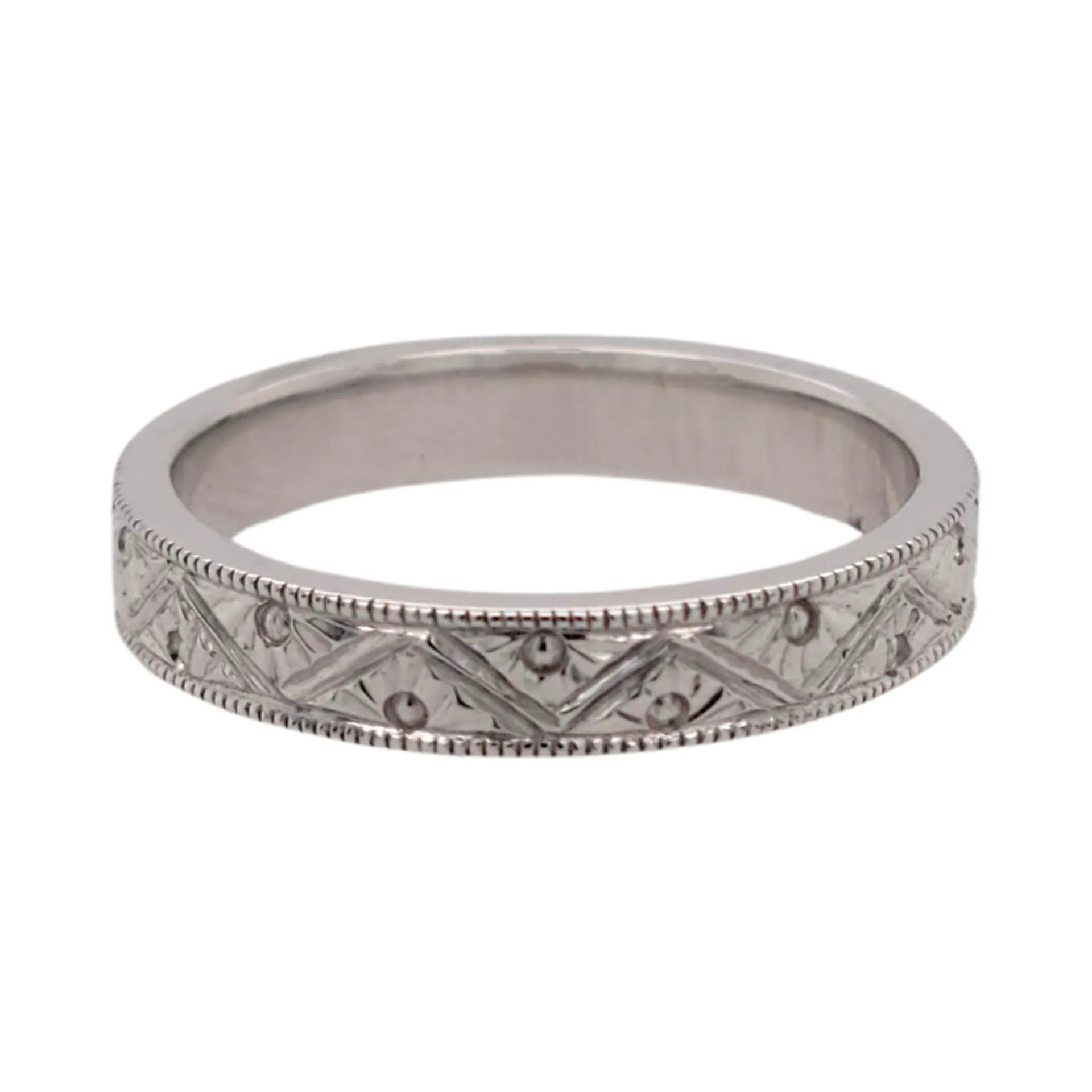Deco Engraved Wedding Band