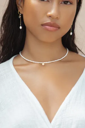 Delicate Pearl Necklace with Gold Start Pendant