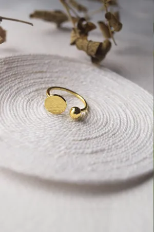 Dots & Dashes Gold Plated Sterling Silver Adjustable Rings