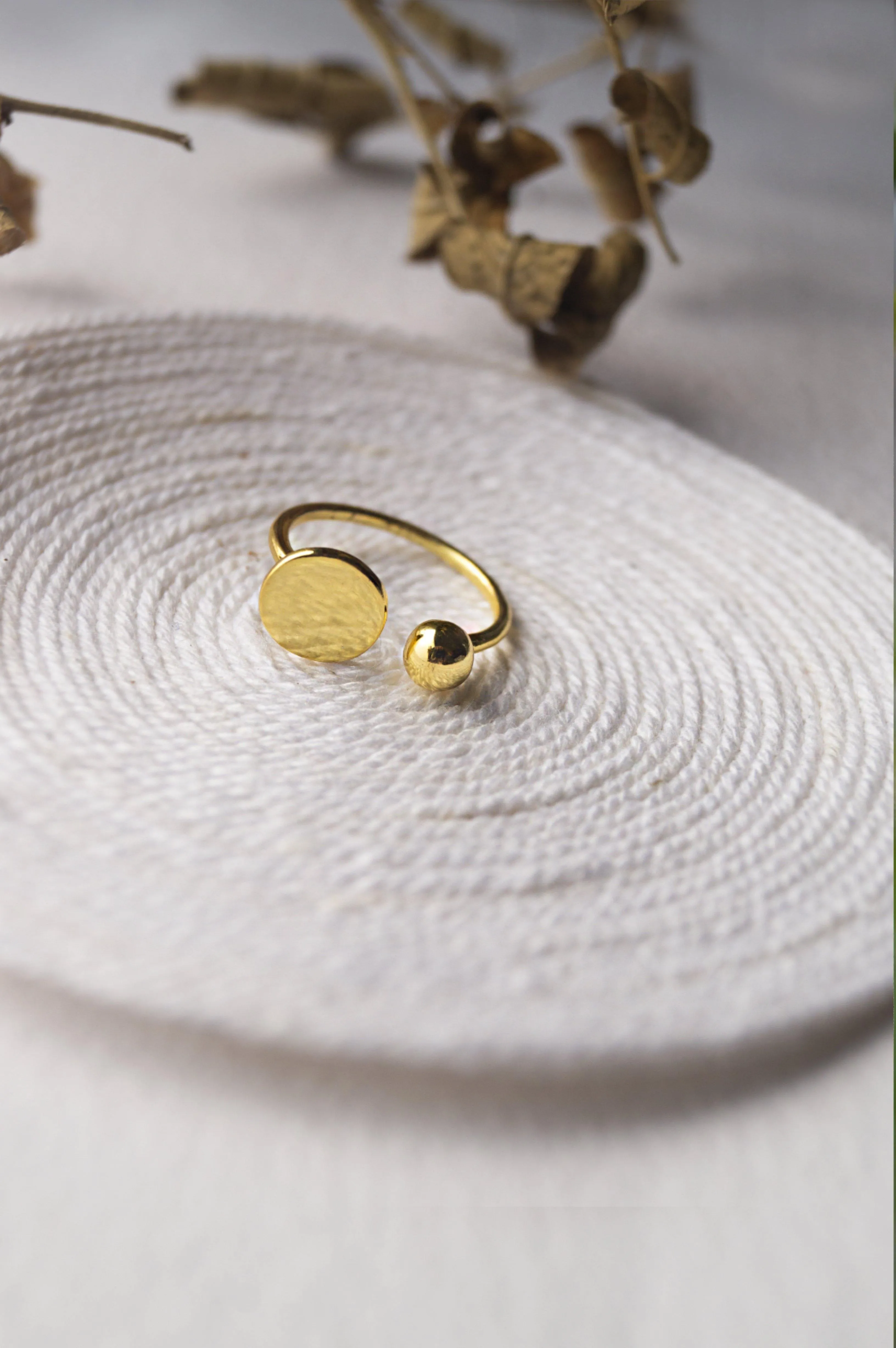 Dots & Dashes Gold Plated Sterling Silver Adjustable Rings