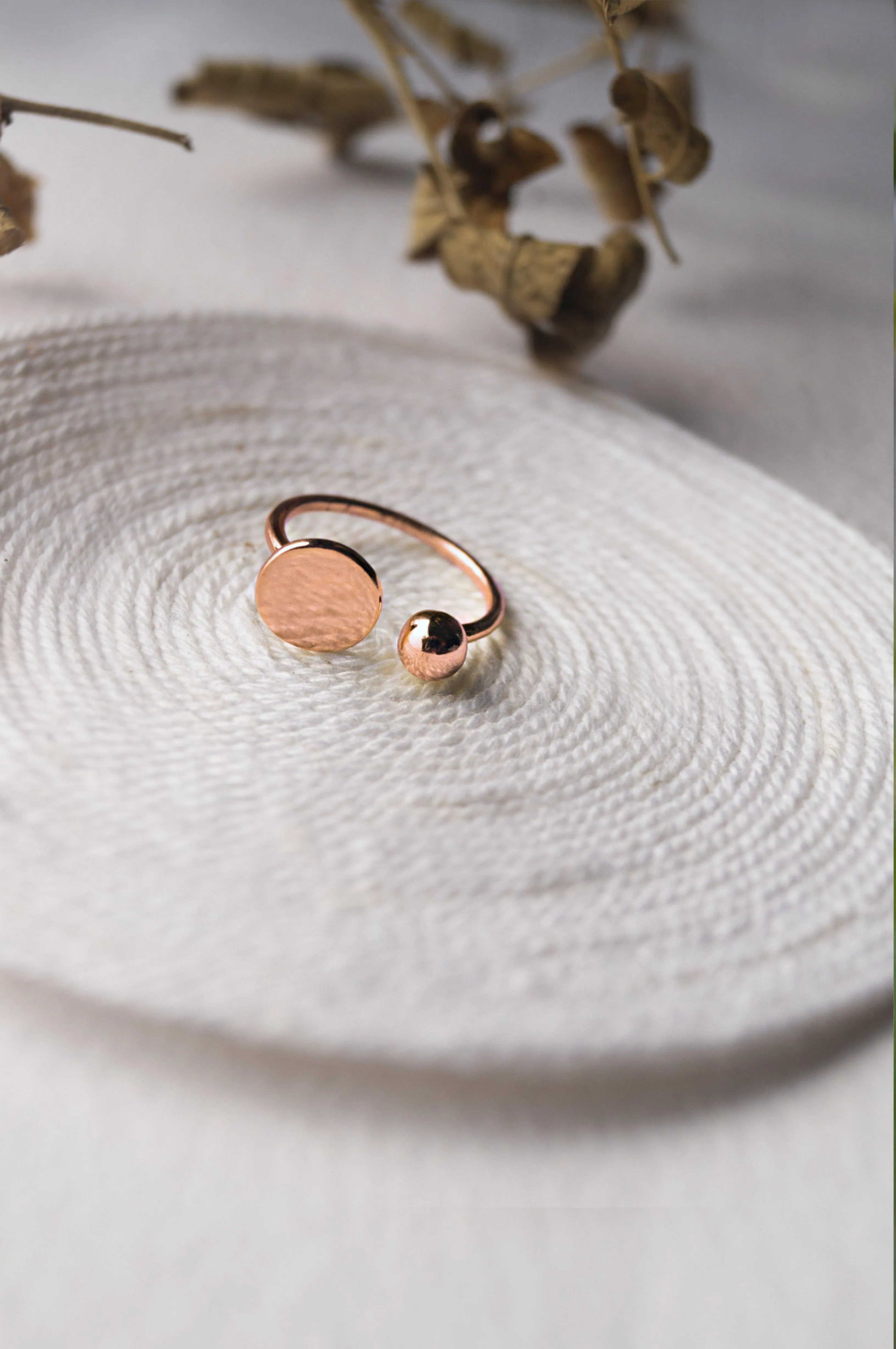 Dots & Dashes Gold Plated Sterling Silver Adjustable Rings