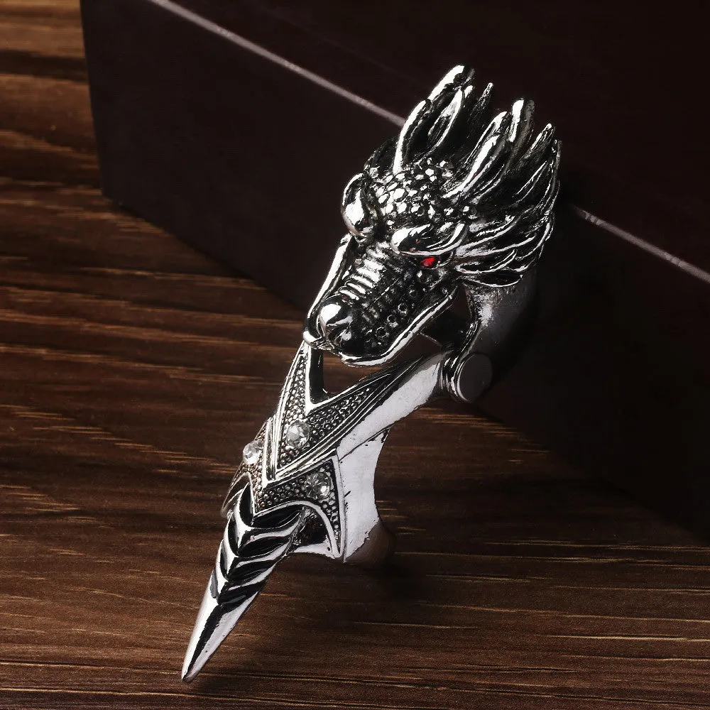 Dragon ring Vintage Men jewelry Cone joint Chinese Domineering Activities bicyclic finger stainless steel rings