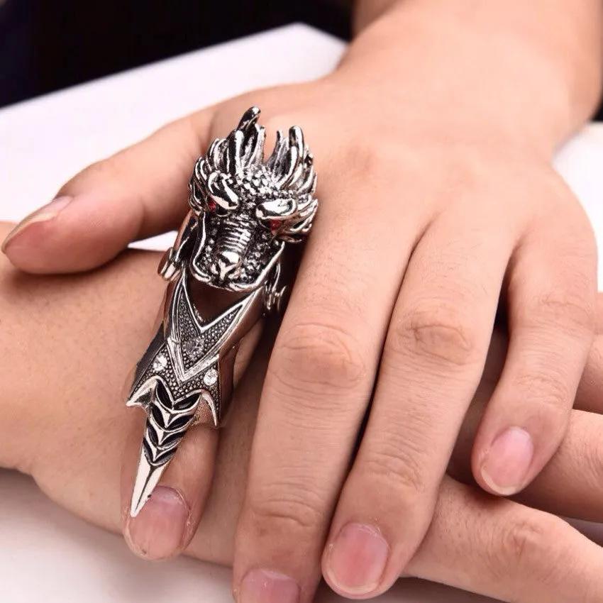 Dragon ring Vintage Men jewelry Cone joint Chinese Domineering Activities bicyclic finger stainless steel rings