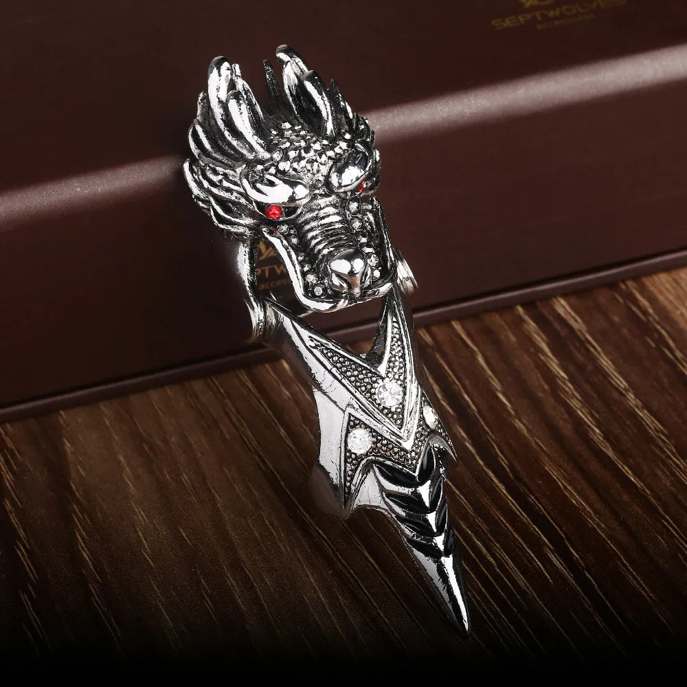 Dragon ring Vintage Men jewelry Cone joint Chinese Domineering Activities bicyclic finger stainless steel rings