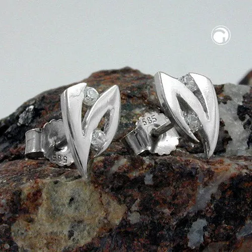 earrings 8mm zirconia 14k white gold