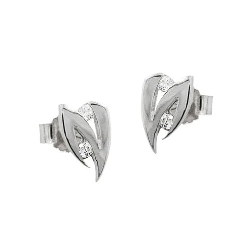earrings 8mm zirconia 14k white gold
