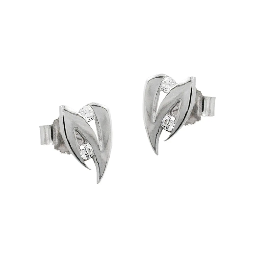 earrings 8mm zirconia 14k white gold