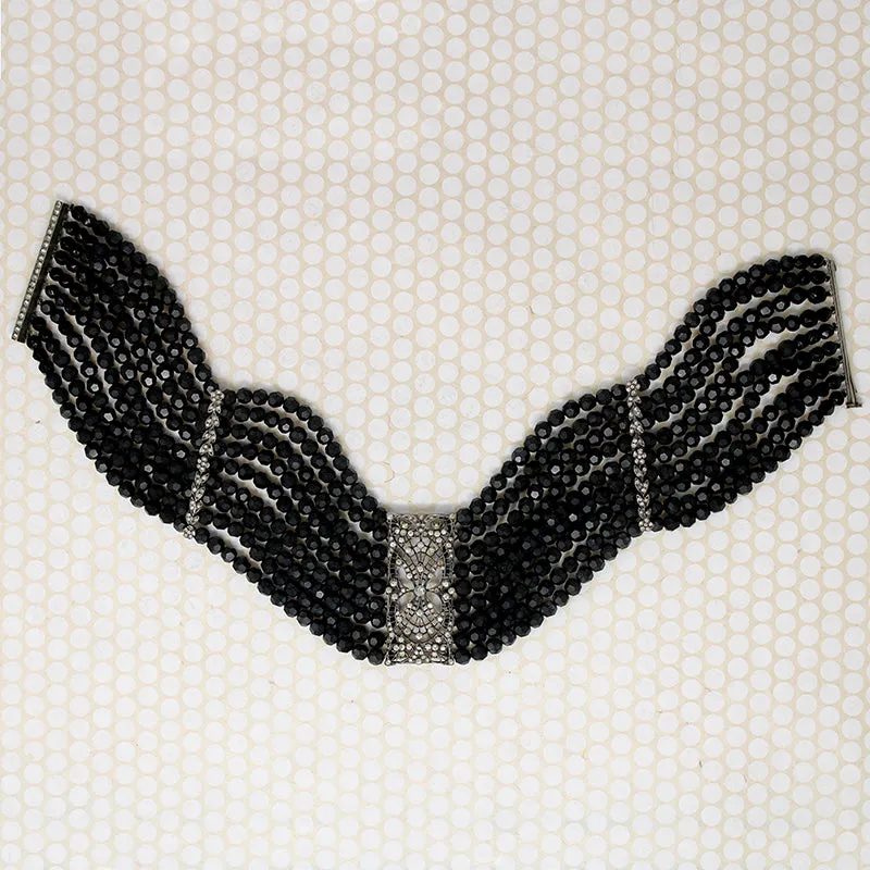 Edwardian Jet and Silver Collar Choker