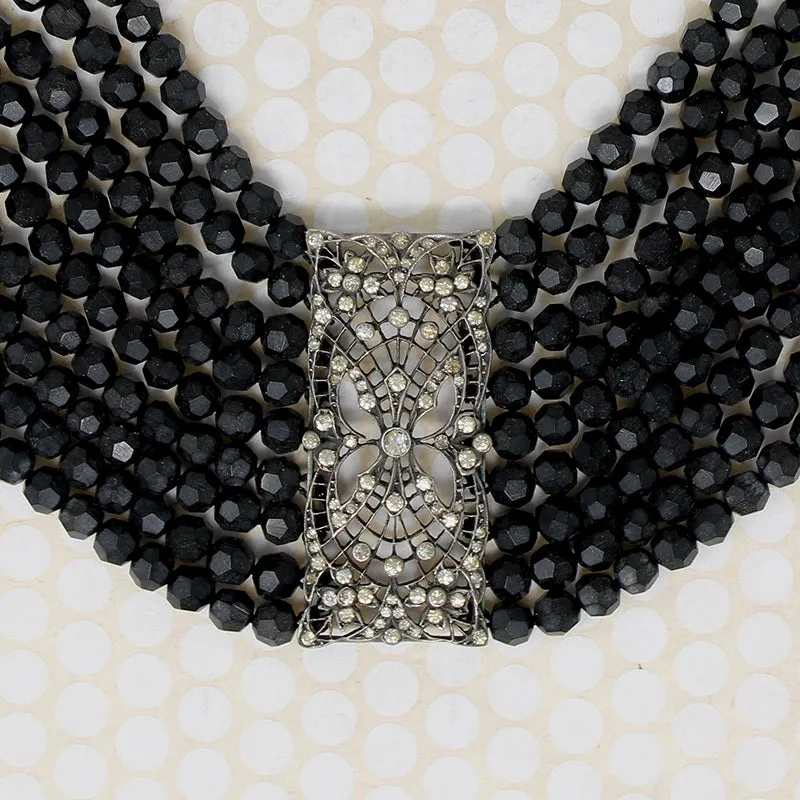 Edwardian Jet and Silver Collar Choker