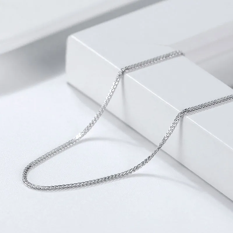 Effortless Chic Pure Color Sterling Silver 1.2MM Wheat Chain Necklace