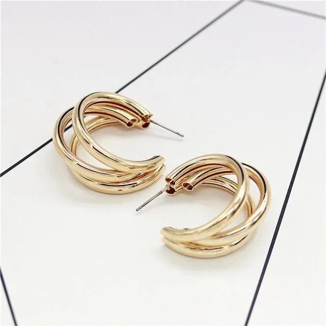 Elegant Three Hoops Earrings