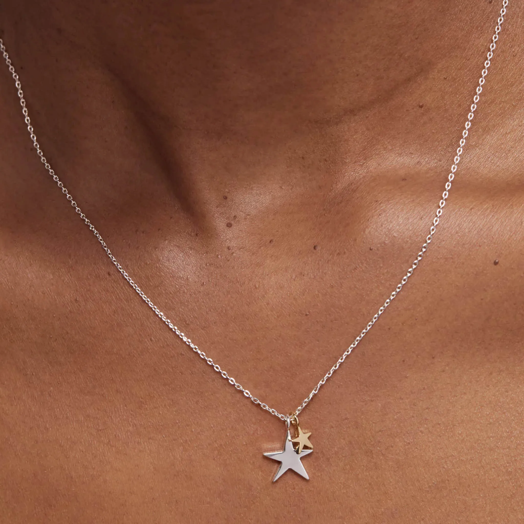 Estella Bartlett Two Tone Double Star Necklace