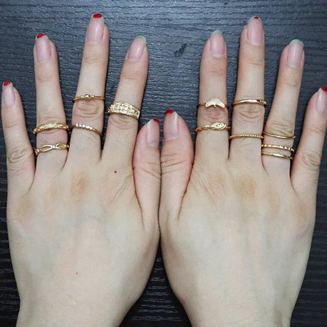 Ethnic Vintage 12Pcs/Set of Eagle Rings for Women