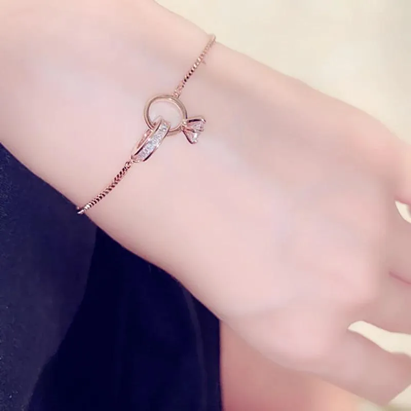 Exquisite Double Rhinestone Heart Charm Bracelets