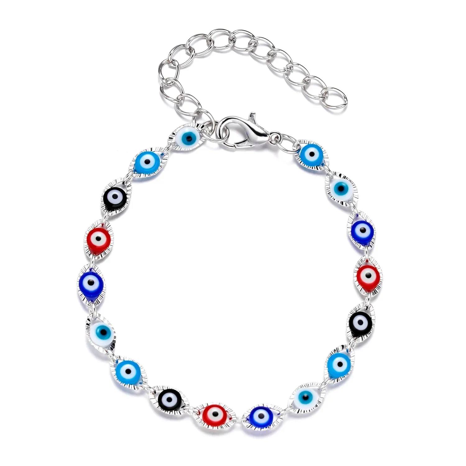 Exquisite Lucky Blue Evil Eye Beads Bracelets for Women Men Fashion Bead Silver Gold Color Metal Chain Adjustable Bangle Jewelry