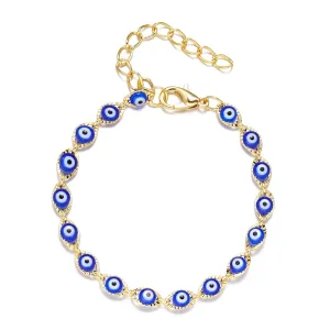 Exquisite Lucky Blue Evil Eye Beads Bracelets for Women Men Fashion Bead Silver Gold Color Metal Chain Adjustable Bangle Jewelry