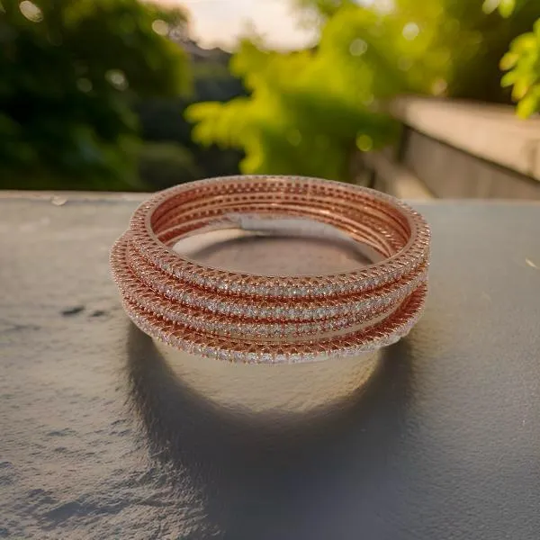 Exquisite Rose Gold & Crystal Bangles