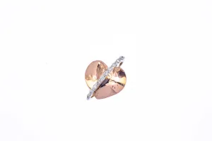 Fana Diamond Line Wrapped Heart Charm Solid 18K 750 Rose & White Gold Pendant