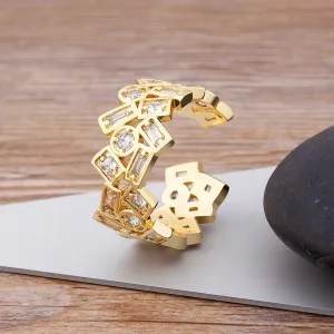 Fashion Disign Luxury Gold Color Women Engagement Adjustable Rings