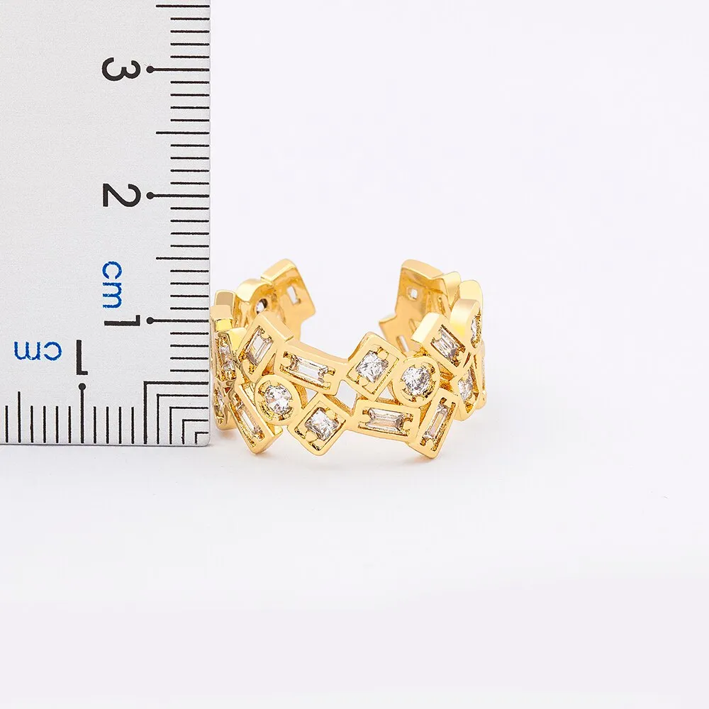 Fashion Disign Luxury Gold Color Women Engagement Adjustable Rings