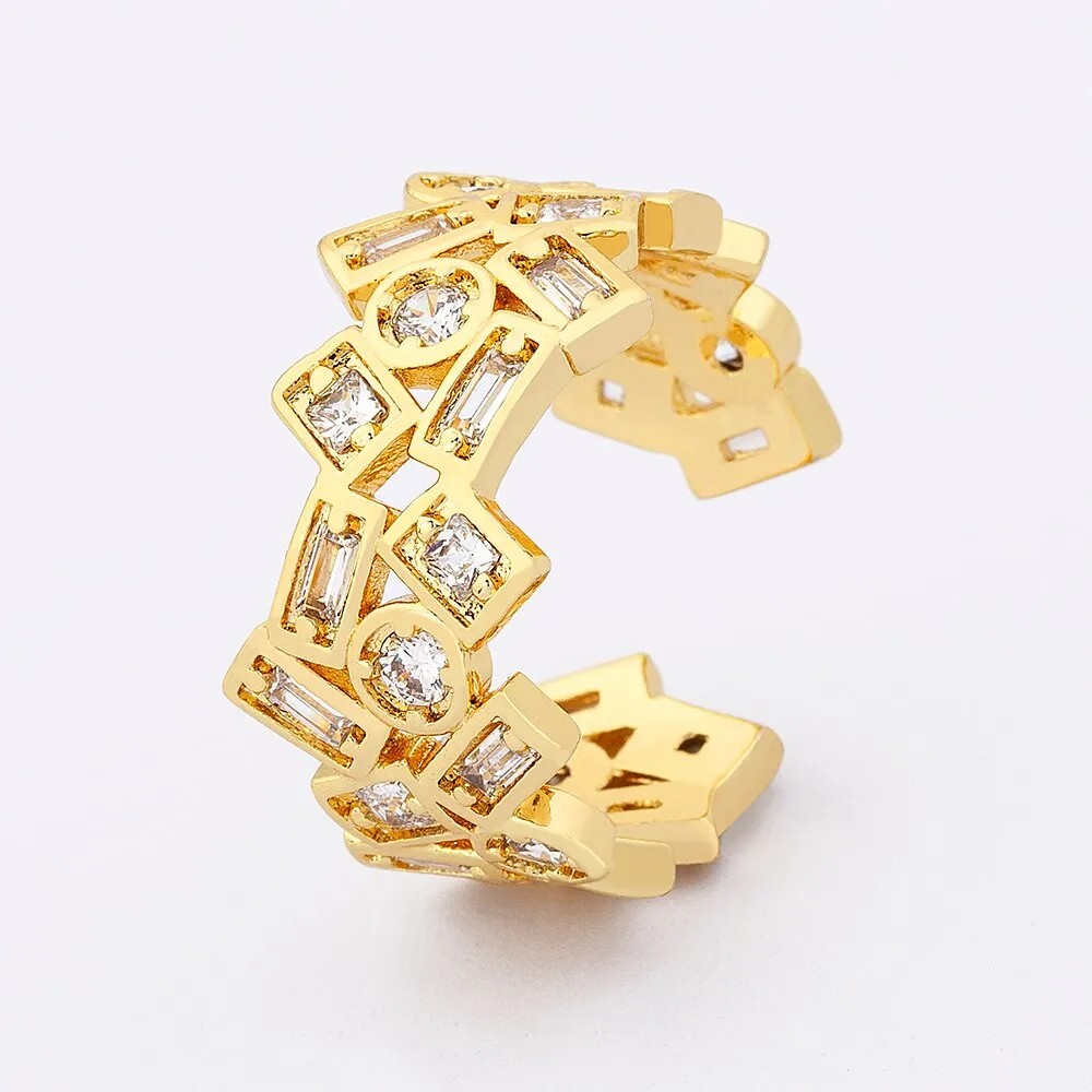 Fashion Disign Luxury Gold Color Women Engagement Adjustable Rings