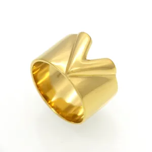 Fashion Famous Brand Men/Women Ring Jewelry Double Color 18K Gold Plated Titanium Steel High Polished Luxury Love V Ring