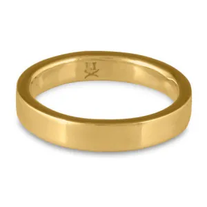 Flat Comfort Fit Wedding Ring, 14K Yellow Gold 4mm Wide by 2mm Thick