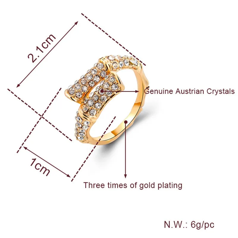 Gold Color Austrian Crystal Rings For Women (SRI150008)