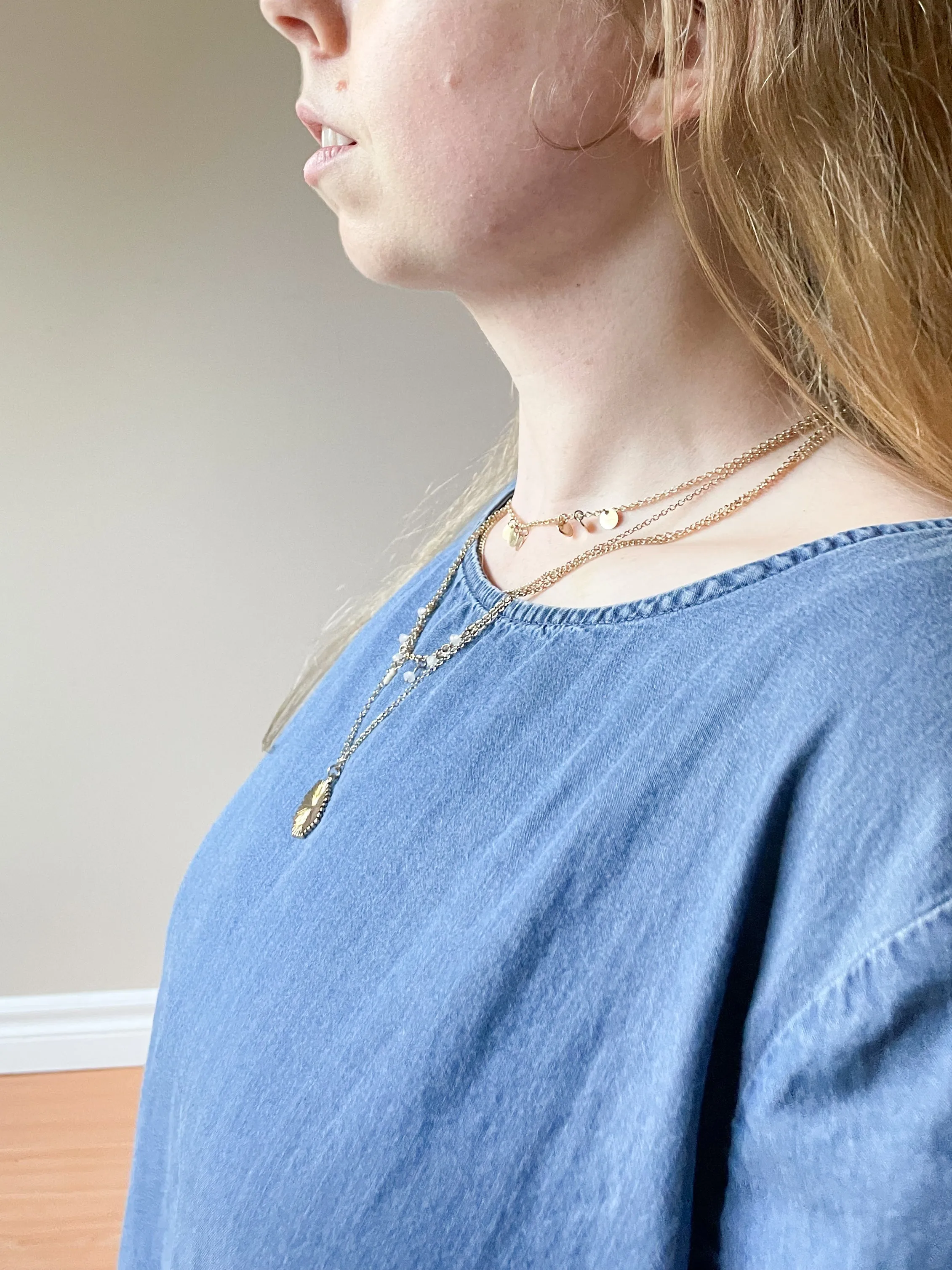Gold Layered Beaded Delicate Necklace