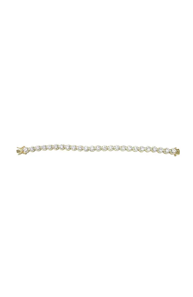Gold Round CZ Bracelet 7.25"
