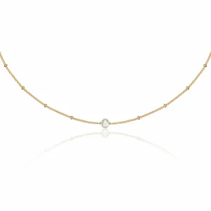Gold Satellite Single Pearl Choker