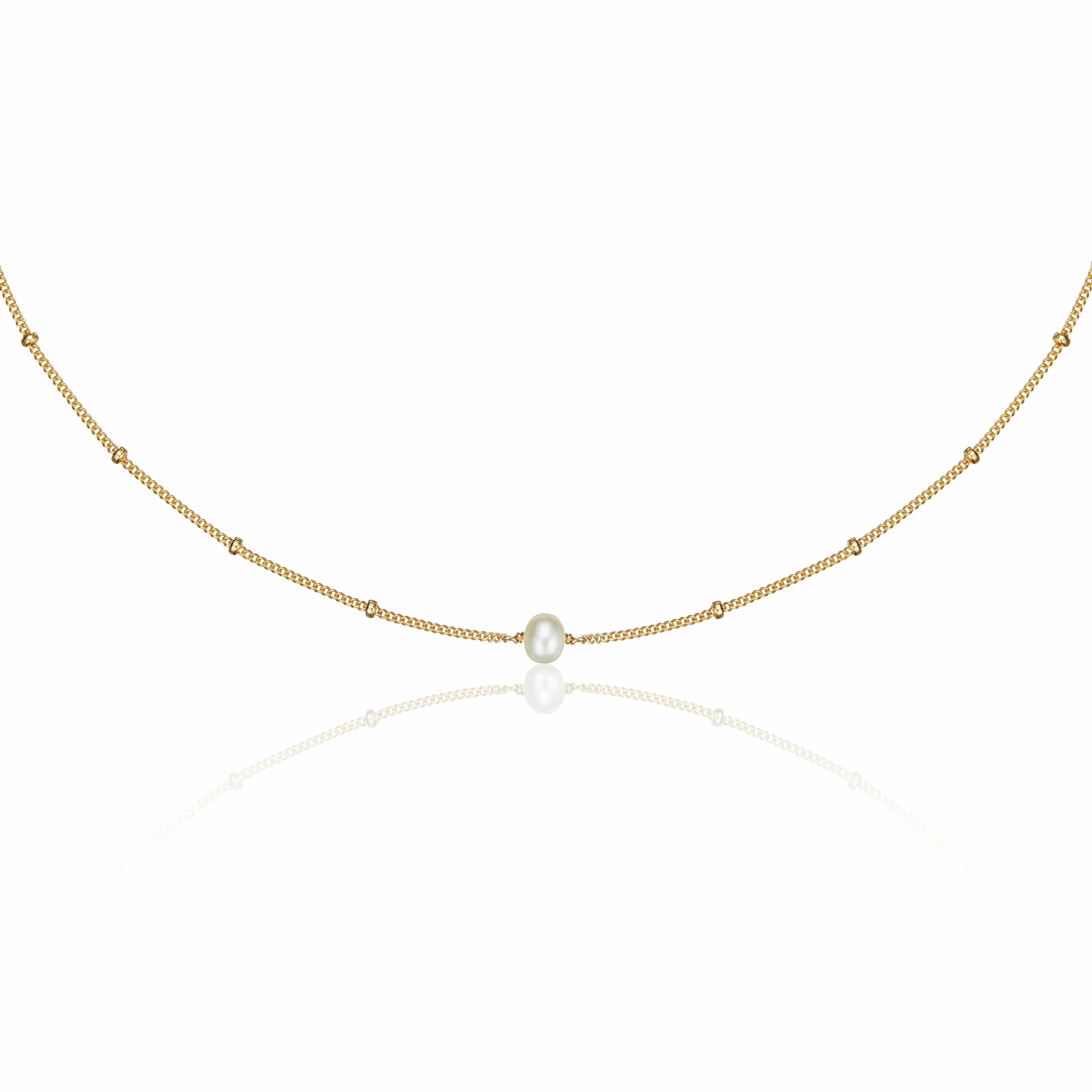 Gold Satellite Single Pearl Choker