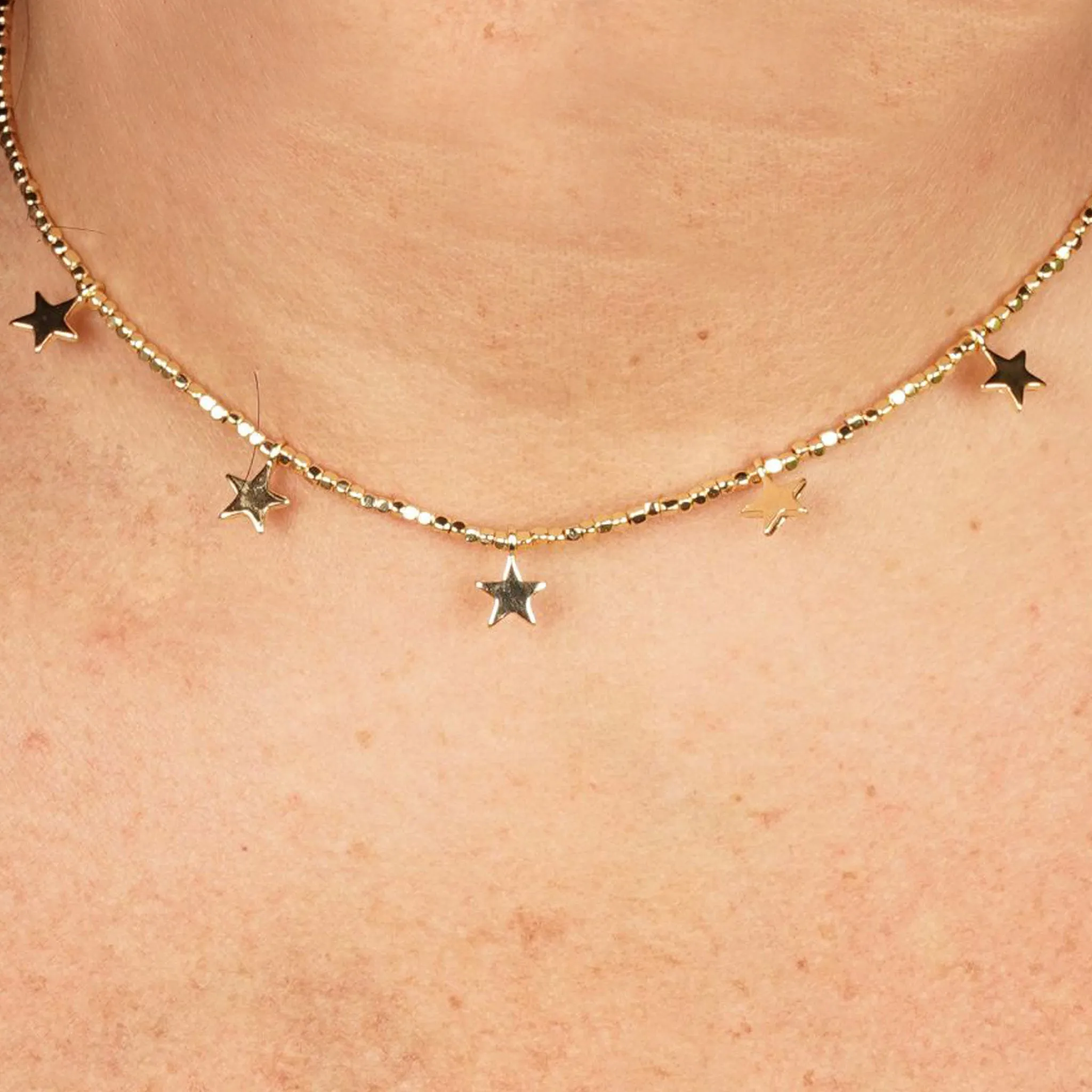 Gold Stars Beaded Necklace